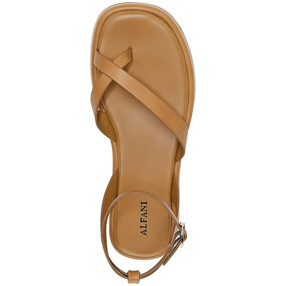 Alfani Women's ARAA Open Toe Strappy Ankle Strap Sandals Tan Smooth Size 9.5M - Picture 3 of 4